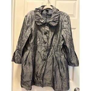Virginia Taylor XL Black Crinkle Textured Jacket Ruched Collar Formal Evening